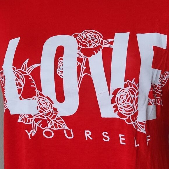 🔺️Ragdoll Red "Love Yourself" Short Sleeve Top Small - Picture 4 of 6